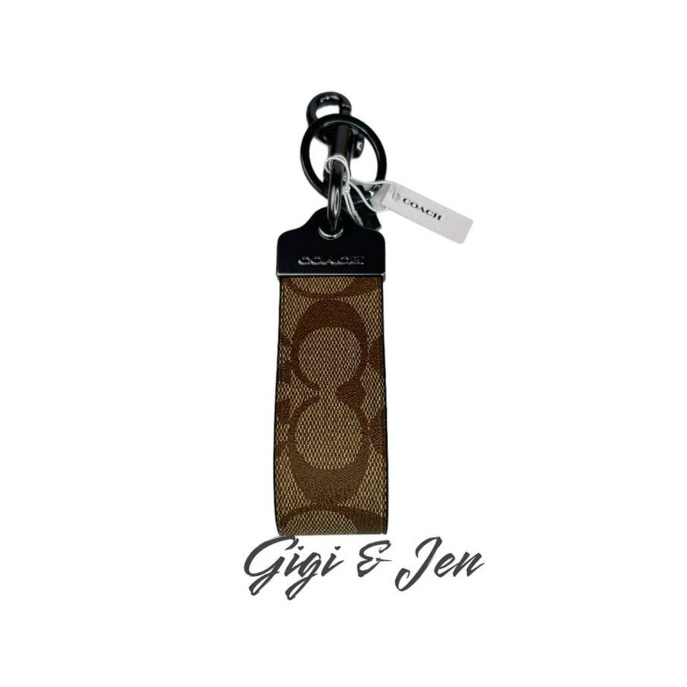 Coach Loop Key Fob In Signature Canvas Khaki signature New